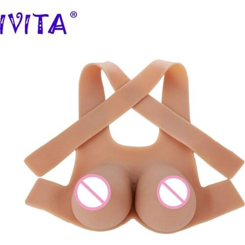 IVITA 2400g Realistic Silicone Breast Forms Artificial False Fake Fashion Boobs Suitable For Crossdresser Transgender Shemale