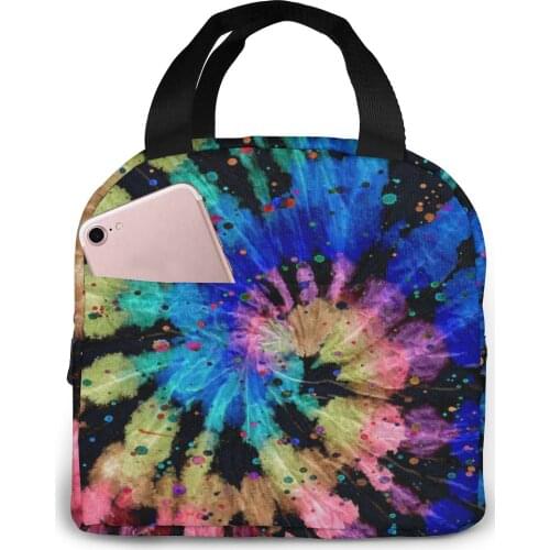 Insulated Lunch Bag Thermal Tie Dye Pattern Tote Bags Cooler Picnic Food Lunch Box Bag For Kids Women Girls Men Children