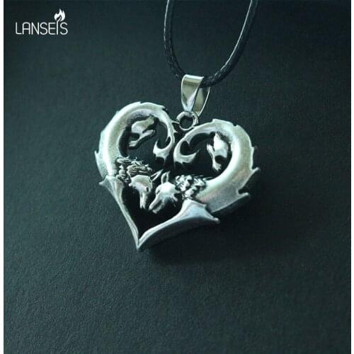 Lanseis Cool Wolf Heart Zinc Alloy Pendant, 10Pcs Wolf Heart Fashion Jewellery -Choose your color