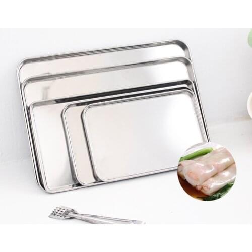 Household Steamed Vermicelli Plate Stainless Steel Shallow Flat Square Plate Medical Tray Kitchen Baking Utensils Baking Mold
