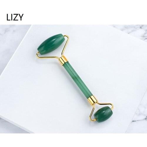 LIZY High quality Natural Dongling Jade Therapy SPA Body Back Portable Anti-Aging Body Skin Massager Double sides Green Roller