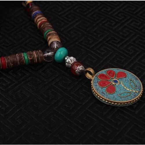 Fashion evade enamell ethnic necklace,life tree vintage plate Nepal jewelry,handmade sanwood bodhi beads vintage necklace
