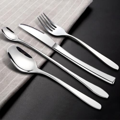 Dinnerware Set Stainless Steel Cutlery Set 4 Pieces Knife Fork Set Tableware Silver Cutleries Western Food Set