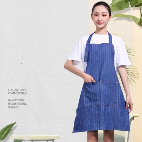 1pc Unisex Pro Salon Hairdressing Fashion canvas Apron Retro Hair Cutting Barber Capes Splice Workwear Cloth with Tool Pockets