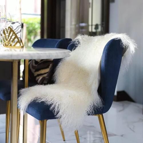 CX-D-76 Long Hair Mongolian Lamb Fur Chair Cover Throw Blankets Real Fur Carpet Floor Gug