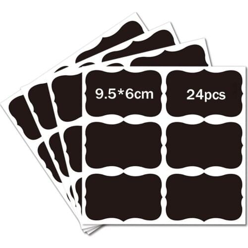 Fancy Chalkboard Sticker Blackboard Spice Jars Label Self-adhesive Note Paper Price Tag Kitchen Storage Glass Bottles 24pcs