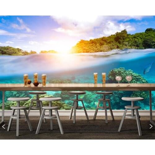 Papel de parede Underwater world and water surface natural scenery 3d wallpaper mural,living room wall papers home decor
