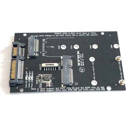 2 in 1 PC Riser M.2 NGFF MSATA SSD to SATA 7 15Pin 2.5 inch Adapter Card SSD Converter For PC Laptop SSD To SATA3.0 Accessories