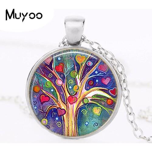 Tree of Hearts Pendant, Tree of Hearts Necklace, Valentine Gift Valentines Gift Romantic Gift Christmas Gift Glass Necklace HZ1