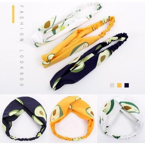 2020 Korean Cartoon Print Headband Fruit Series Cross New Fashion Hair Band Multi-Color Cloth Headband High Quality Headdress