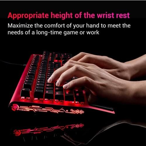 Professional mechanical gaming keyboard LED backlit keyboard 104-key metal panel ergonomic keyboard laptop wrist rest