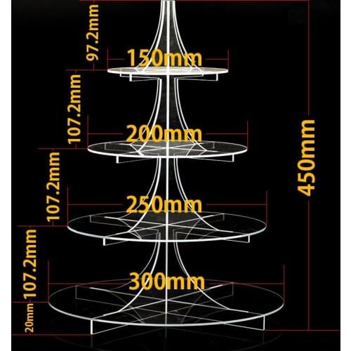 4Tiers Clear Acrylic Cake Stand Round Cup Cupcake Holder Wedding Birthday Party Events Dessert Sugarcrafts Display Stand