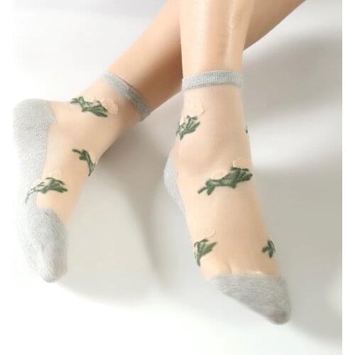 Rose Pink Toe Socks Cute Van Gogh Kawaii Korean Transparent Socks