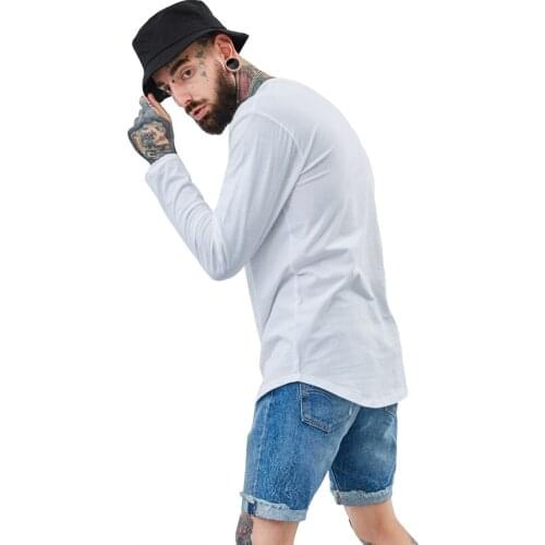 Streetwear hip hop mens t-shirts Cotton Fashion loose fit long t shirt kanye west Harajuku t-shirt long sleeve tops TX144-R