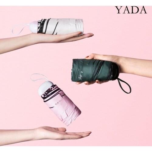 YADA 2020 New INS Pure Simple Color Mini Pocket Umbrellas Parasol INS 6-Folding Umbrellas Rain For Womens UV Umbrella YS200212