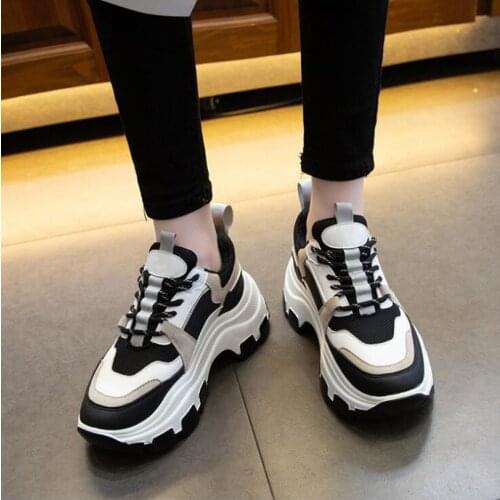 Womens Chunky Sneakers Thick Bottom Platform Vulcanize Shoes Fashion Breathable Casual Running Shoe for Woman