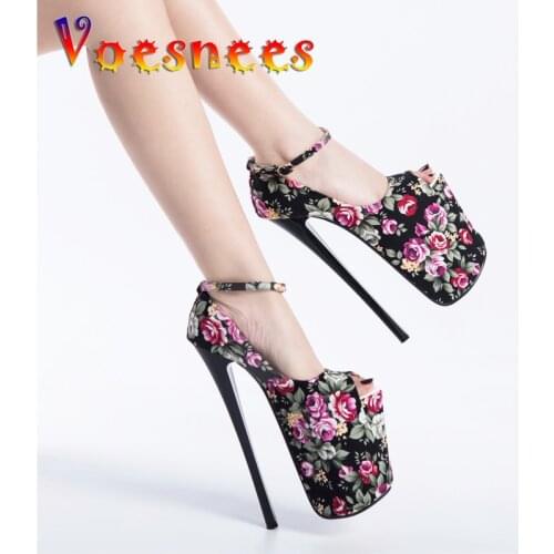 Voesnees Fashion Stiletto Pumps Women Shoes Spring Autumn Platform Women High Heels 22 CM Shallow Flowers OL Female Party Shoes