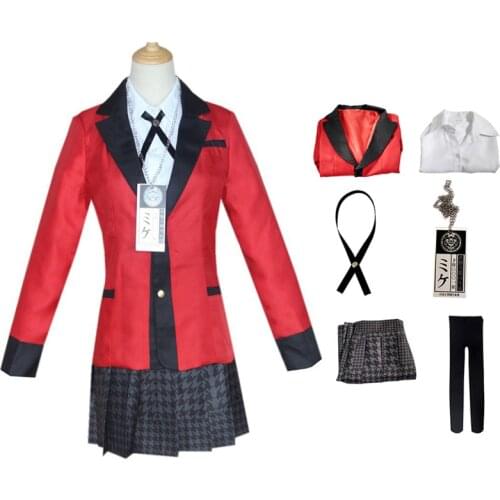 Halloween Roleplay Costume for Women Japan Anime Kakegurui Cosplay Costumes Runa Yomozuki Kakegurui Girls Hoodie School Uniforms