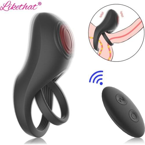 Dual Cock Ring Vibrator Remote delay ejaculation Sex Toys for Men 10 Modes Rechargeable Male Chastity Cock enlargement Erection