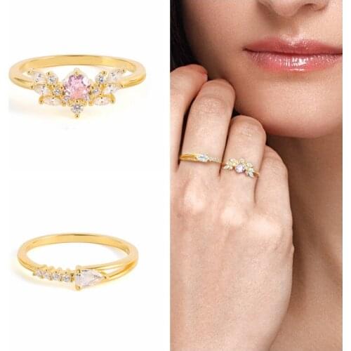 CANNER Love Zircon Flower Horse Eye Diamond Ring 925 Sterling Silver Luxury Jewelry Rings For Women Wedding Anillos Bague Bijoux