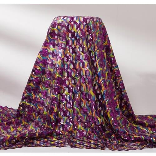 African Nigerian Tulle Lace Fabric Latest 2021 Sequins Embroidery Sewing Guipure Organza Fabrics Dresses For Women Wedding A2517