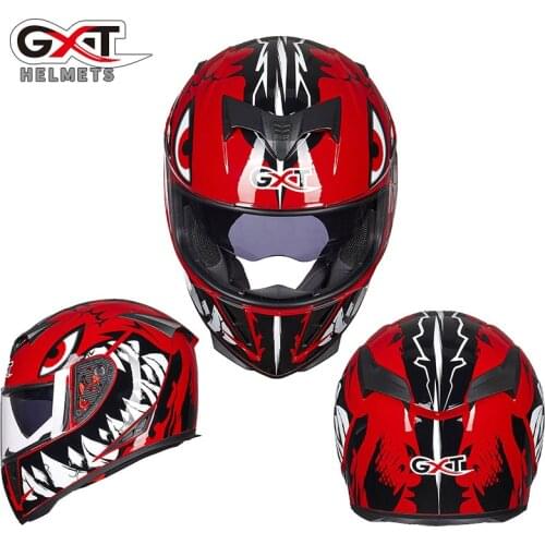 Winter Men and Women GXT Full Face Motorcycle Novelty Racing Motocross Demon Horns Flip Up Helmets For Casco Moto Capacete