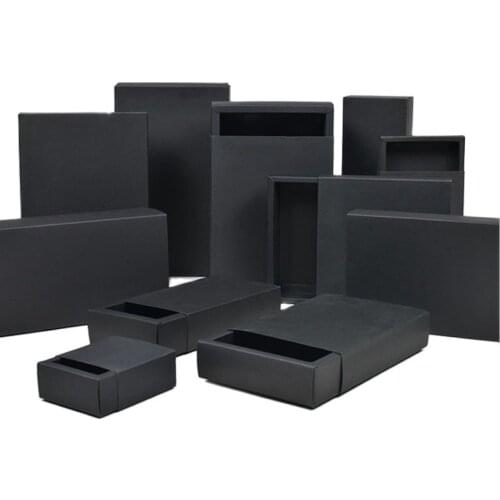 Black Cardboard box Paper Drawer boxes Wedding Black Gift Packing Paper Box For Jewelry/Soap/Scarf/Candy/Perfume packaging box