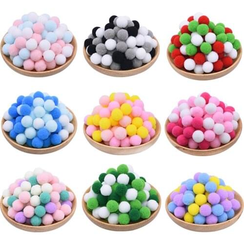 100pcs 15mm 20mm 25mm Mix Fluffy Soft Pompoms DIY Sewing Craft Supplies PomPms Wedding Home Decoration Kids Favor