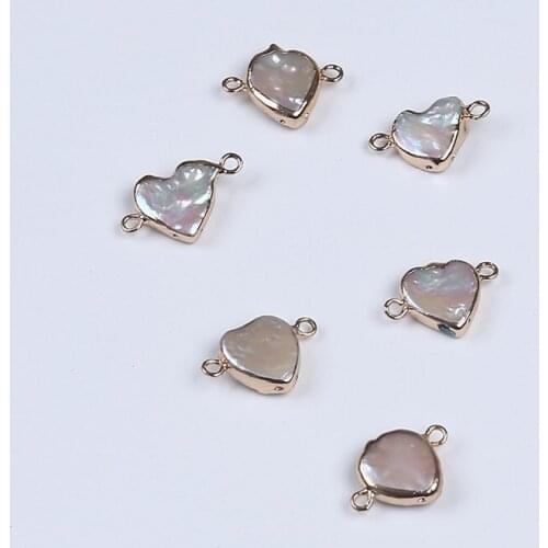 12-13mm Heart Shape Gold Electroplated Edges Pearl Pendant Jewelry