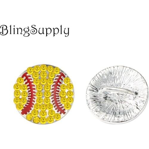 20mm softball rhinestone button with shank 10PCS/lot(BTN-5438)