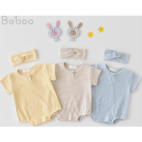 2021 Summer New Baby Bodysuit Infant Girls Climbing Clothing Thin Pure Cotton Short Sleeve Jumpsuit Comfortable Babies Clothes