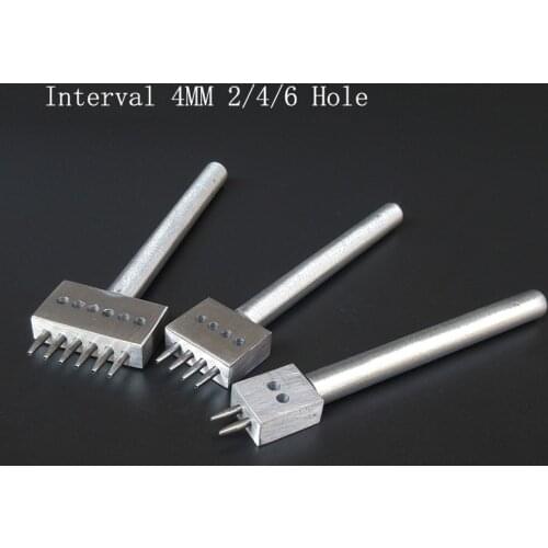 3 Pcs /Set 2/4/6 Hole 4Mm Punch Perforated Leather Craft Tools Round Row Handmade Leather Craft Hole Punch Tool