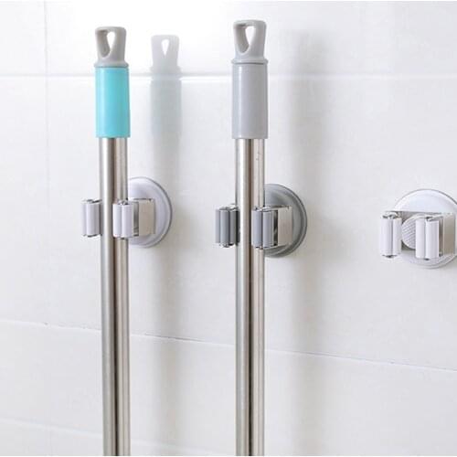30 1PC New Portable Wall Mounted Broom Holder kitchen Bathroom Wall Mop Holder Magic Sticker Broom Mop Rack