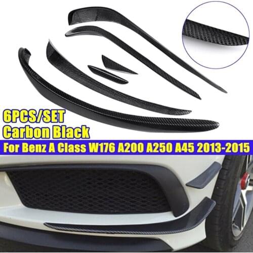 6Pcs Carbon Fiber Front Bumper Air Splitter Spoiler for Mercedes-Benz a Class W176 A200 A160 A180 A250 A45 2013-2015