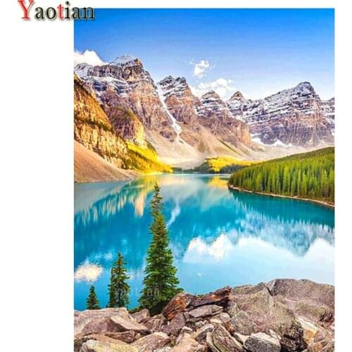 5D Diamond Painting Diy Diamond Embroidery Snow Mountain Lake Forest Scenery Cross Stitch Kit Mosaic Sale Rhinestones Decoration