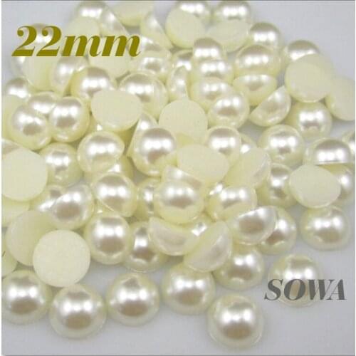 Free Shipping 100pcs/lot 22mm White/Pearl White Color Half Round ABS Imitation Pearl Bead Flat Back Scrapbook for Craft