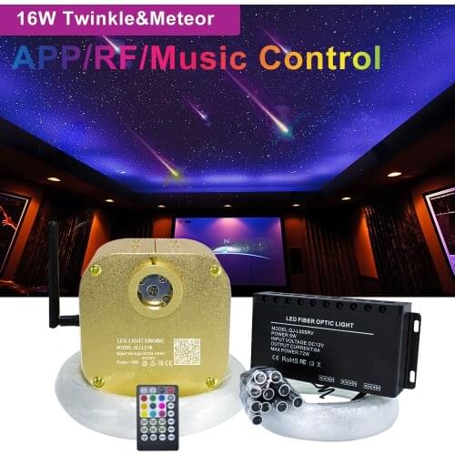16W RGBW TWINKLE LED Fiber Optic Star Ceiling Light Kit 335/430strands( 0.75+1.0+1.5mm )4m optical Fiber Shooting Meteor Effect