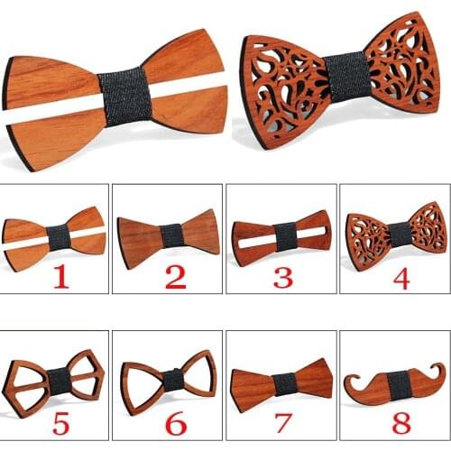 Fashion New Vintage Men Wooden Wood Bowtie For Man Casual Wedding Hollow out Mustache Bowtie Butterfly Cute Bow Accessories