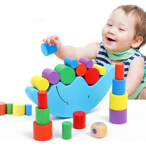 Baby Early Learning Wooden Building Blocks Toy Moon Balancing Frame Baby Educational Toy Colorful Wood Blocks Kids Toys