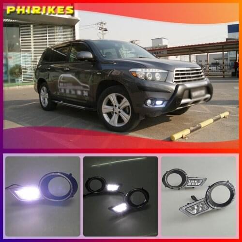 1 Pair LED DRL Daytime Running Lights Daylight Waterproof Fog Head Lamp white For Toyota Highlander 2009 2010 2011