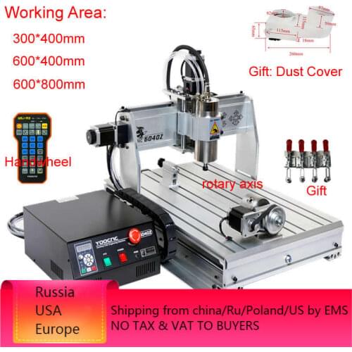 4 Axis CNC Router 6040/3040/8060 USB Milling Engraving Machine with Limit Switch Dust Cover for DIY Wood PCB PVC Acrylic Metal