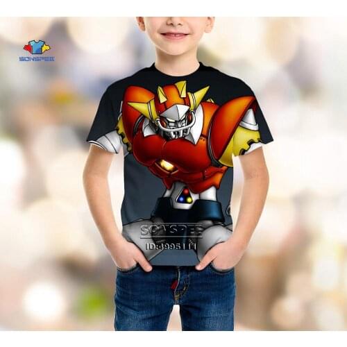 SONSPEE 3D Print Japan Anime UFO Robot Grendizer Kid Toddler Casual Tshirt Summer T-shirt O-neck Boy Girl Top Tees Short Sleeve