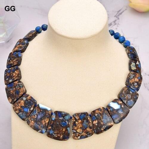 GuaiGuai Jewelry 19'' Mixed Color Sea Sediment Imperial Jasper Graduated Necklace