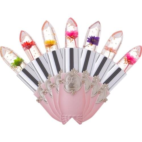 Lipstick Lip Balm Flowers Transparent Color Changing Lipgloss Long Lasting Jelly Moisturizing Natural Anti Aging Makeup TSLM1