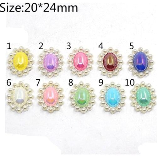 Hot sale AB color 10pcs/lot 20*24mm Pearl Artificial Crystal Acrylic Button for Wedding Invitation Cards Sewing Accessories
