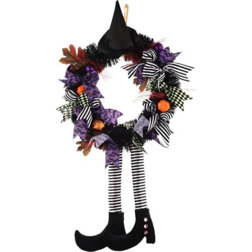 Hot Halloween Wreath With Legs Door Hanging Decoration For Home Hanging Ghost Decorations Scary Witch Ghost Hanging