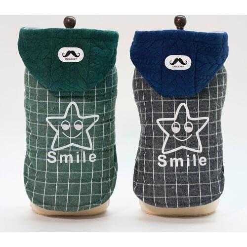 Dog Cat Coat Jacket Plaid&Star Pet Puppy Hoodie Winter Warm Clothes Apparel 5 sizes 2 Colours Available