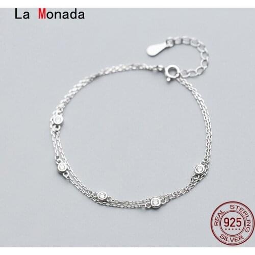 La Monada Bracelets For Women Silver 925 Sterling Jewelry Fine 925 Sterling Silver Womens Bracelet Female Inlay Two Layers
