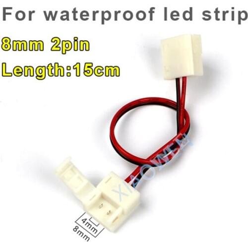 HOT SALE 5pcs 8mm 2 pin led waterproof strip connector for 3528 single color waterproof strip, silicon gel strip use