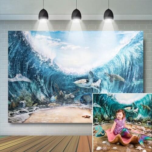 Seaside Beach Child Portrait 1st Birthday Photography Background Summer Kids Cake Smash Photo Backdrop Party Banner Baby Stduio